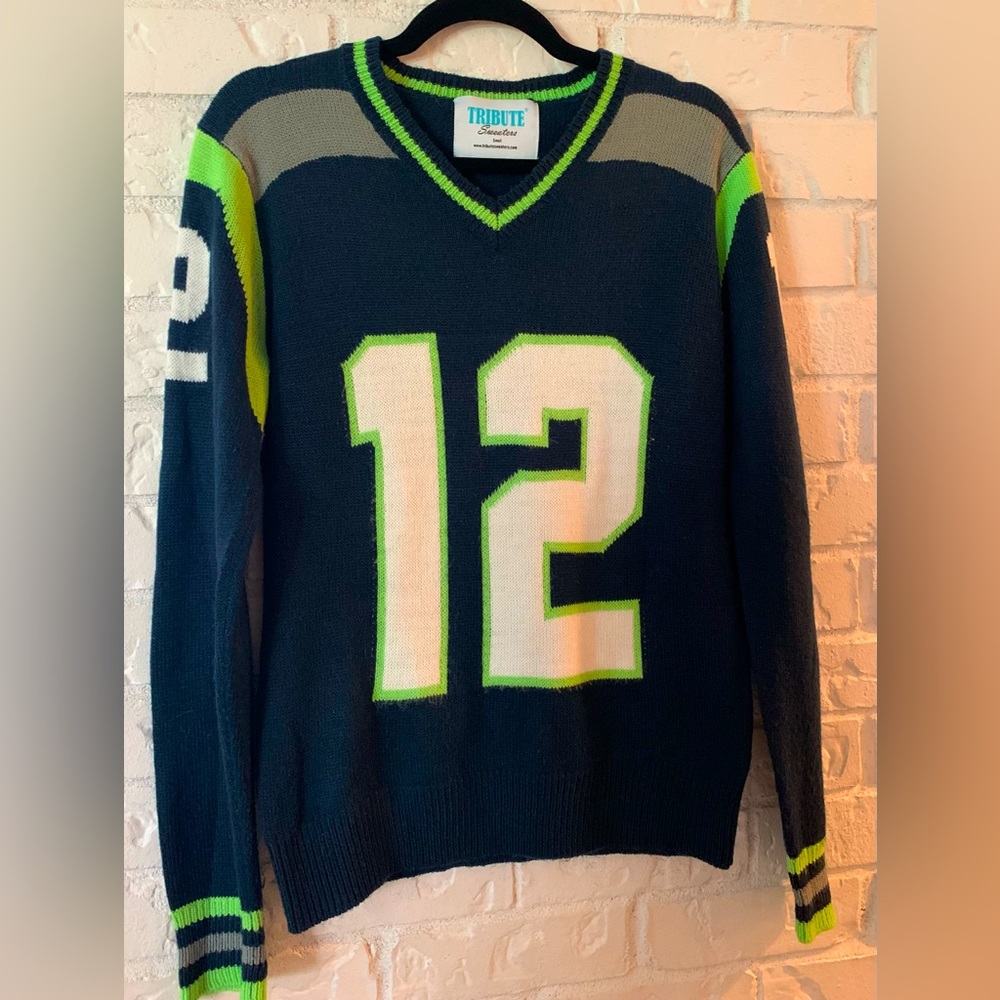 Tribute Sweaters for Seattle Seahawks  Women’s #12 fan knit sweater